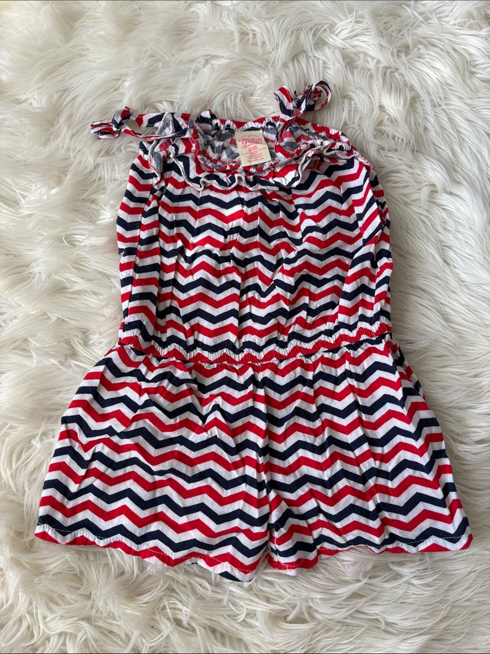 Faded Glory Red White Navy Chevron Strap Romper
